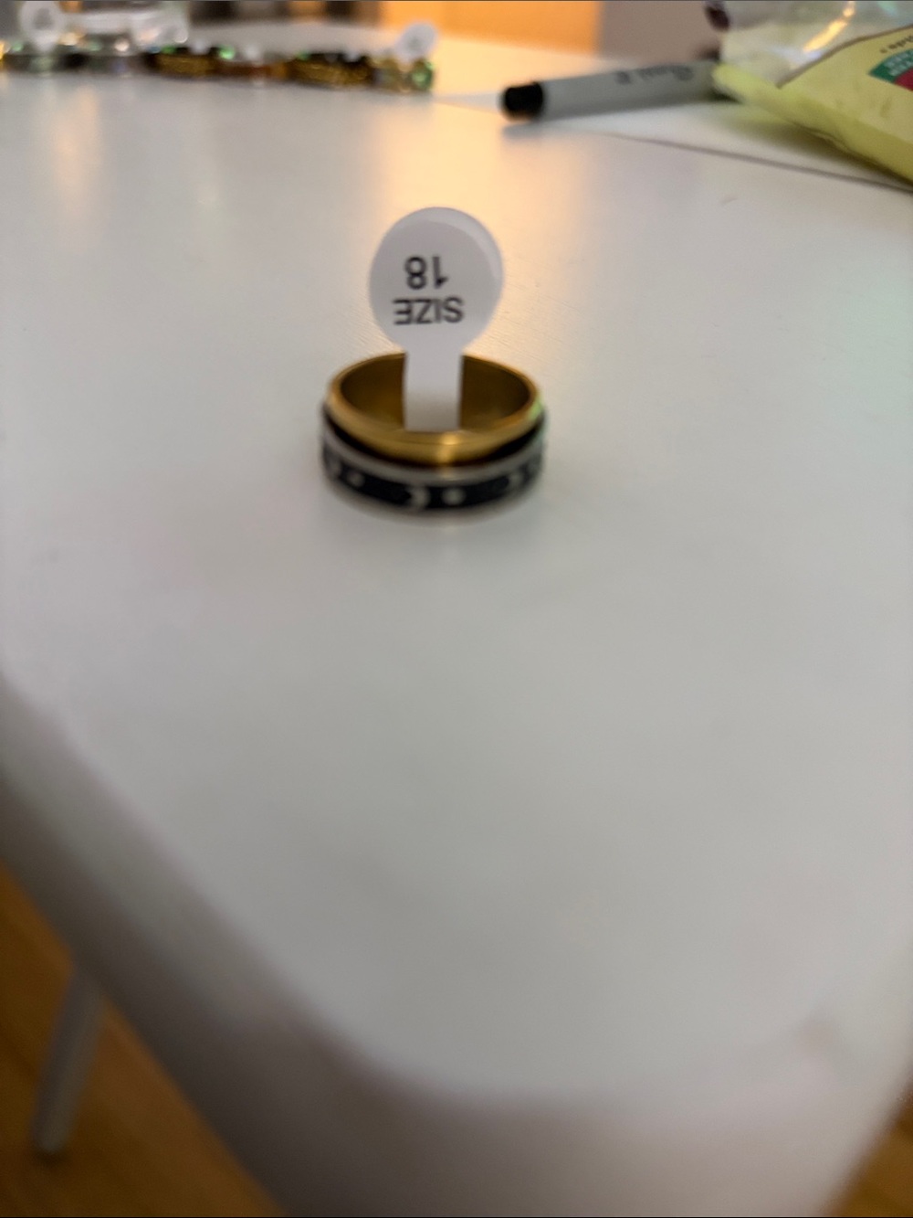 Gold and Black Stackable Ring - Size 18